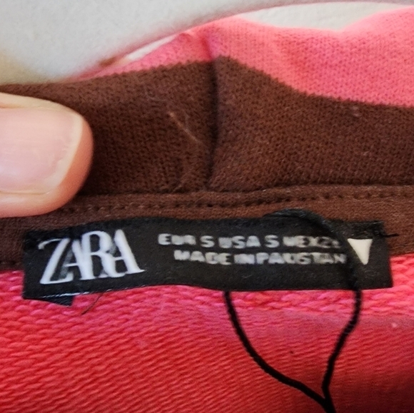Zara Pink Striped Hoodie S - Picture 4 of 5